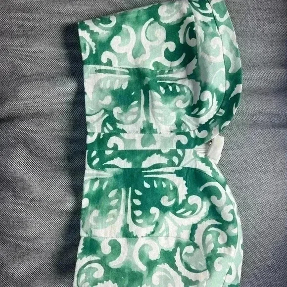 Alexis Isola Printed Bustier Small S Sage Cropped Top Strapless Sweetheart linen - Picture 8 of 9